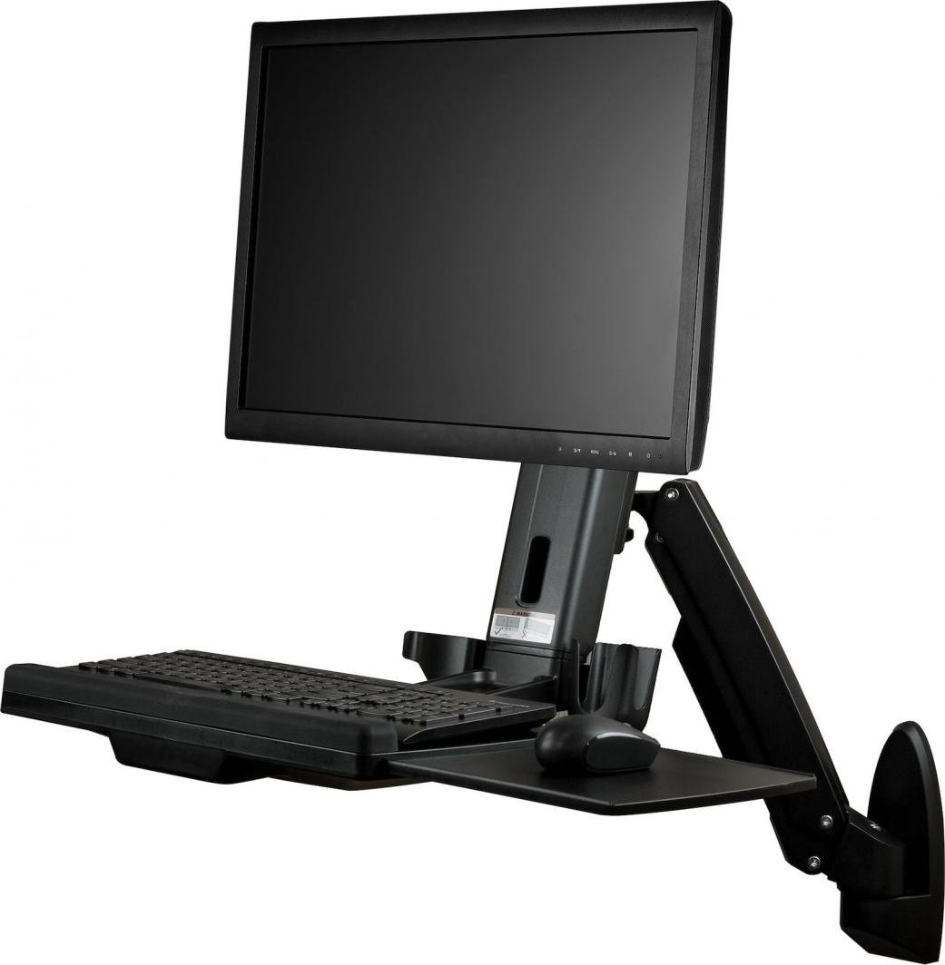 Tavolinë pune murale StarTech.com Wall Mount Workstation, krah artikulues monitori 34", tabaka tastiere dhe mausi, e zezë