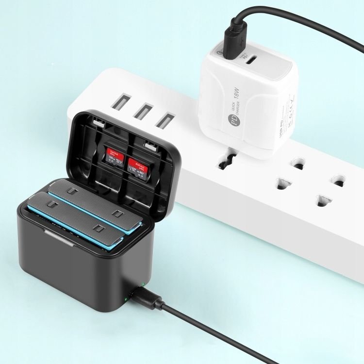 Karikues USB për bateri Puluz PU999B, për 2 bateri Insta360 X4, i zi