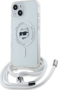 Kavanoz mbrojtës Karl Lagerfeld IML Crossbody Choupette Head MagSafe, për iPhone 15, transparent