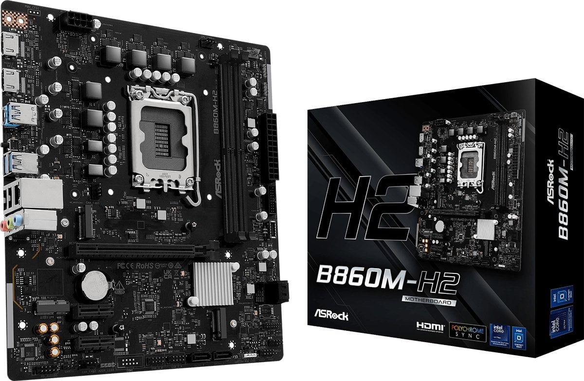 Pлоча базна ASRock B860M-H2, DDR5, Micro ATX, PCIe 4.0