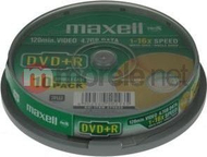 DVD дискови DVD+R Maxell, 4.7GB, 16x, пакет 10 парчиња