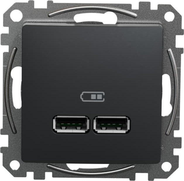 Prizë karikimi Schneider Electric Sedna Design, USB A dhe USB C 2.4A, black anthracite
