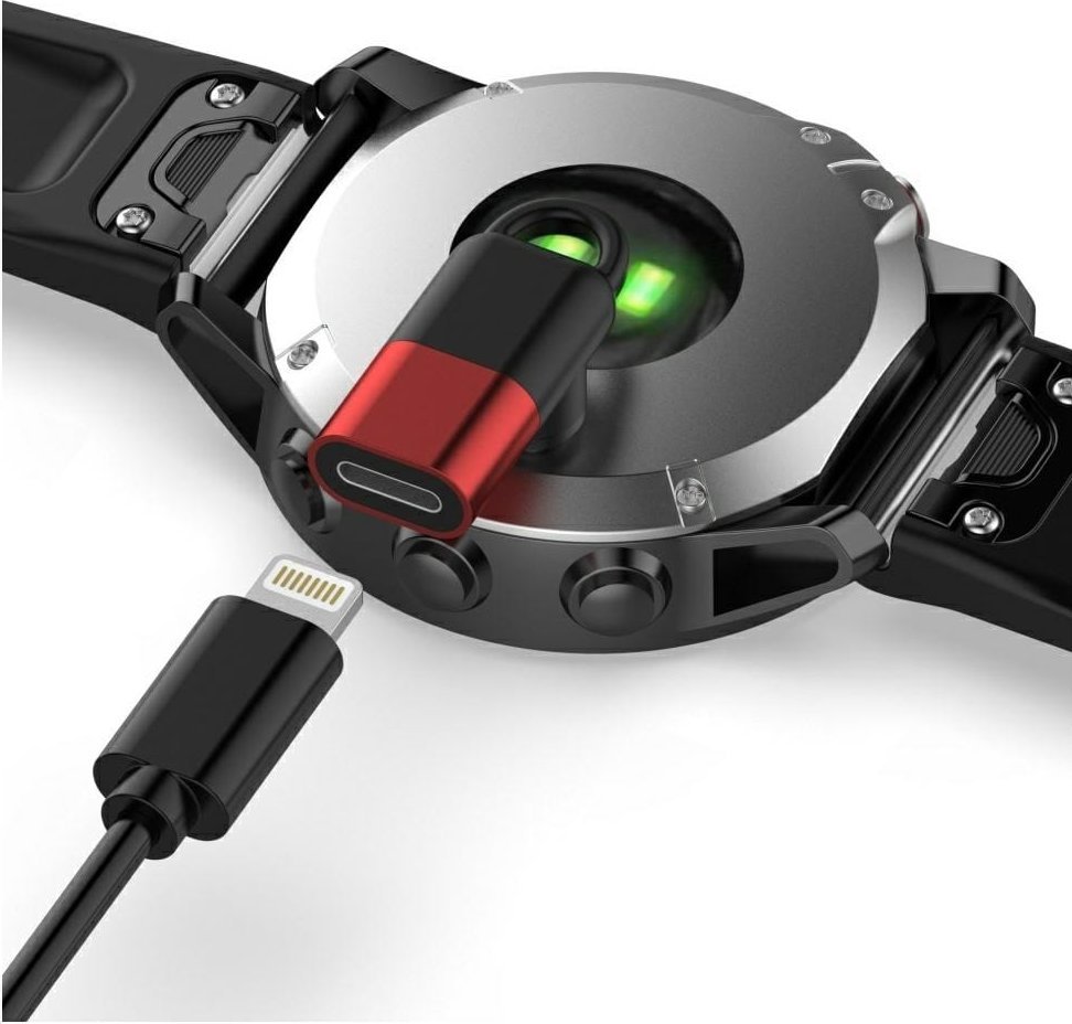Adapter karikues Lightning Beline për orë Garmin, kompakt, i kuq