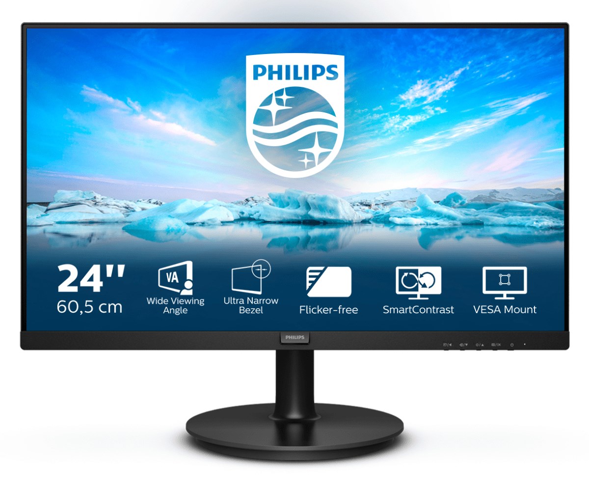 Monitor Philips V Line, 23.8", 1920 x 1080, Full HD, 75 Hz, i zi
