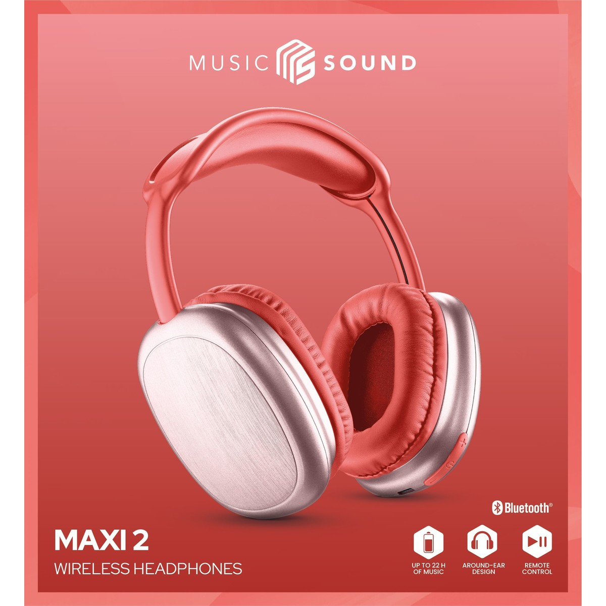Kufje Cellularline Music Sound MAXI2 BTHEADBMSMAXI2R, wireless, të kuqe