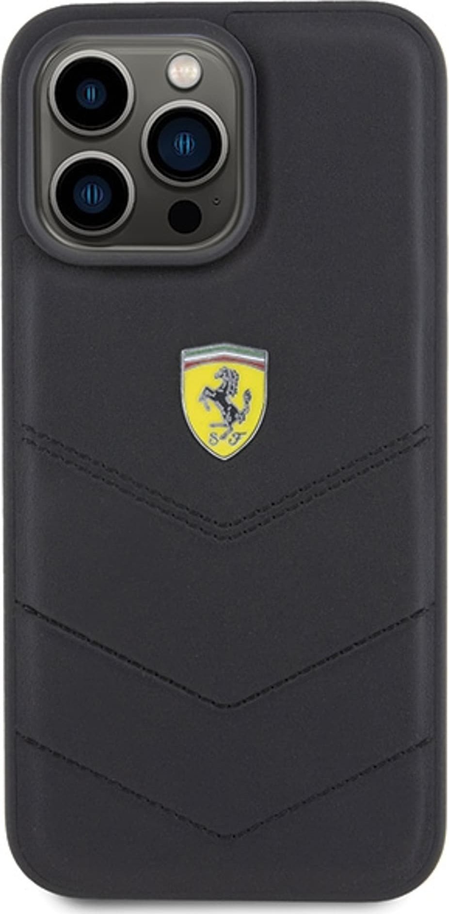 Mbulesë telefoni Ferrari Quilted Metal Logo, për iPhone 15 Pro Max 6.7", plastike, e zezë