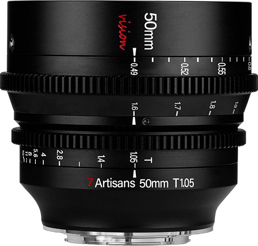 Objektiv kinematografik 7artisans Vision 50mm T1.05 për Sony E, fiks, i zi