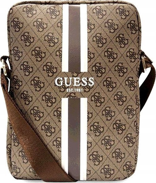 Чанта за таблет Guess 4G Stripes, до 10\", материјал сафјано, кафеава