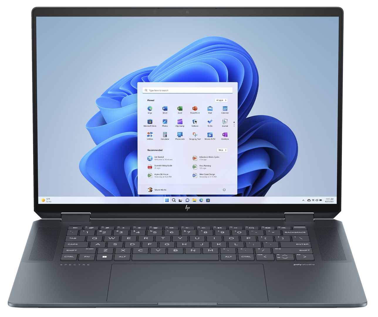 Laptop HP Spectre x360 16-aa0075nw, 16", Intel Core Ultra 7 155H, 16 GB RAM, 1 TB SSD, i kaltër