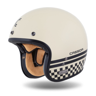 Helmë moto CASSIDA ESO Forty Nine 2026, fiberglass, retro, krem e zezë