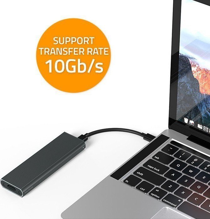 Kuti eksternale për SSD M.2 NVMe, USB 3.1 10Gb/s, deri 4TB, grafit