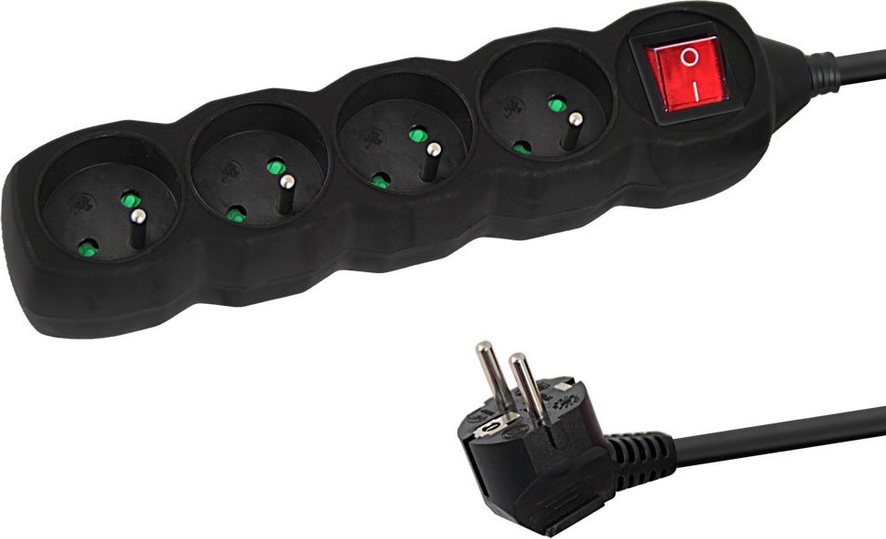 Продолжен приклучок Esperanza Power Strip, 4 извода, кабел 1.5 m, црн