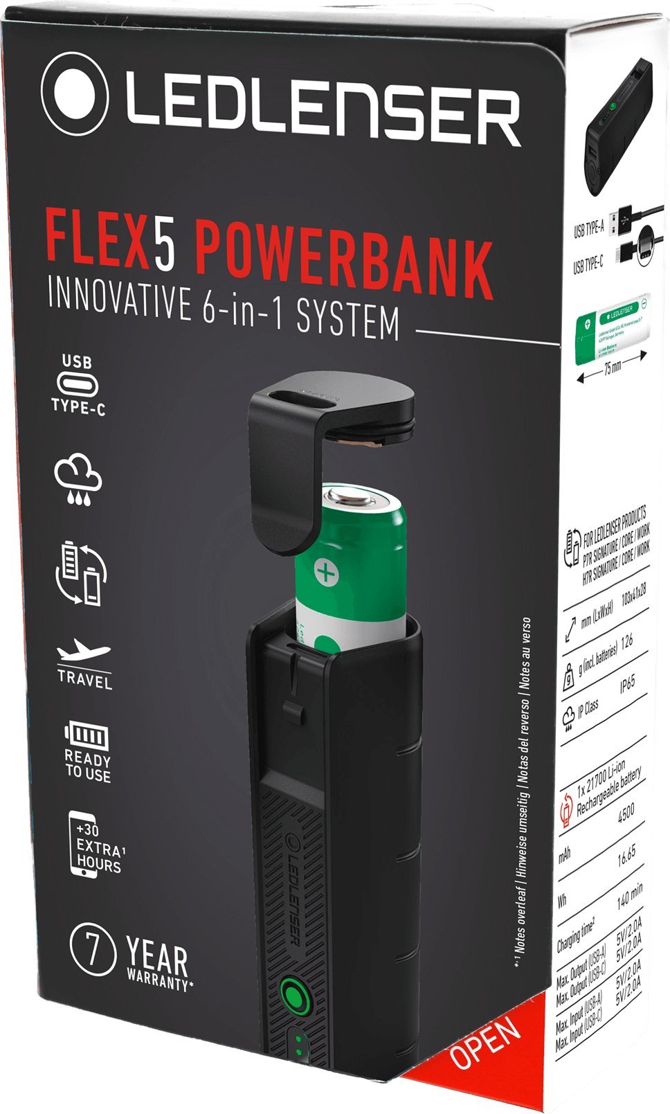 Powerbank Ledlenser Flex5 Powerbankplus, 4500mAh, Li ion 21700, i zi