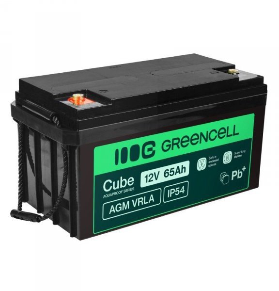 Bateri AGM Green Cell 12V 65Ah, VRLA, pa mirëmbajtje