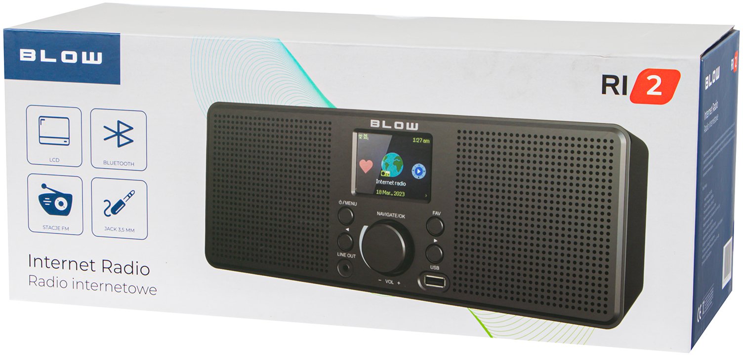 Radio portative me internet Blow RI2, FM DAB DAB+, Wi Fi Bluetooth, e zezë