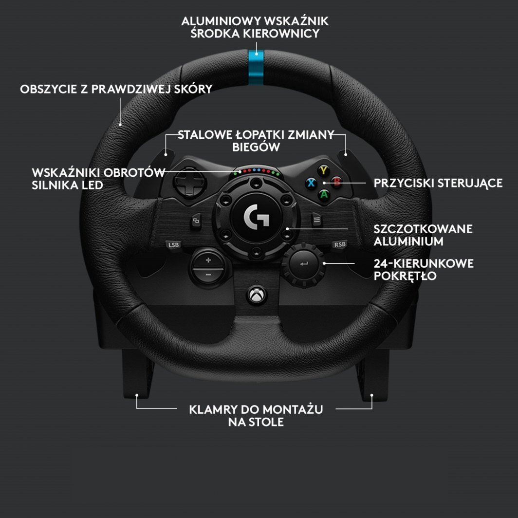 Set timon dhe pedale për lojëra Logitech G923 XB1/PC, të zeza (941-000158)