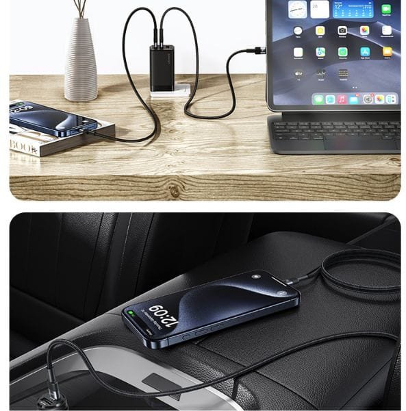 Kabllo USB C në USB C Usams SJ724, 1.2m, 60W, e zezë