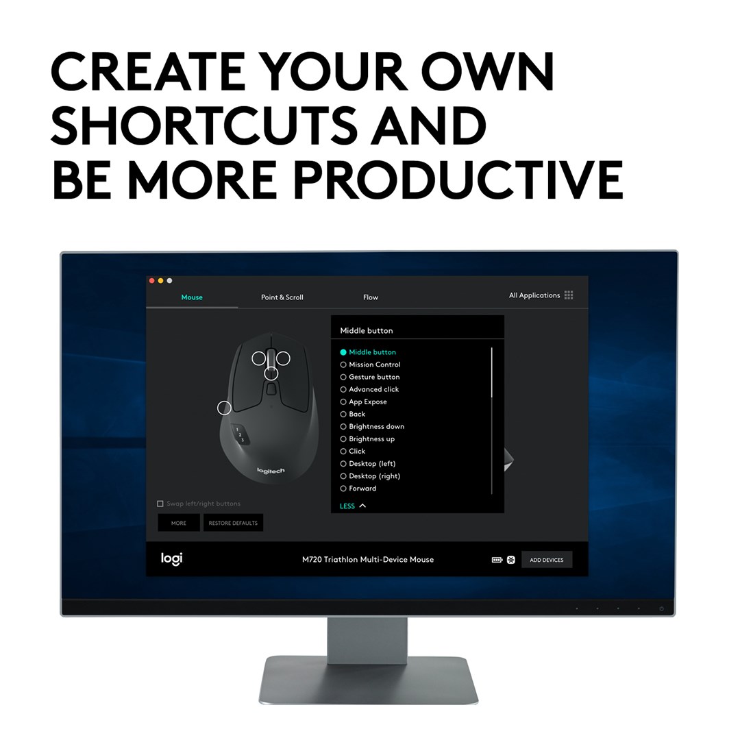 Maus Logitech M720, RF Wireless + Bluetooth, i zi