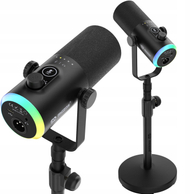 Mikrofon dinamik Mozos GM-ONE-BK, USB C dhe XLR, RGB LED, i zi