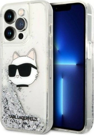 Mbështjellës telefoni Karl Lagerfeld KLHCP14XLNCHCS, për iPhone 14 Pro Max, hardcase Glitter Choupette Head, argjendtë