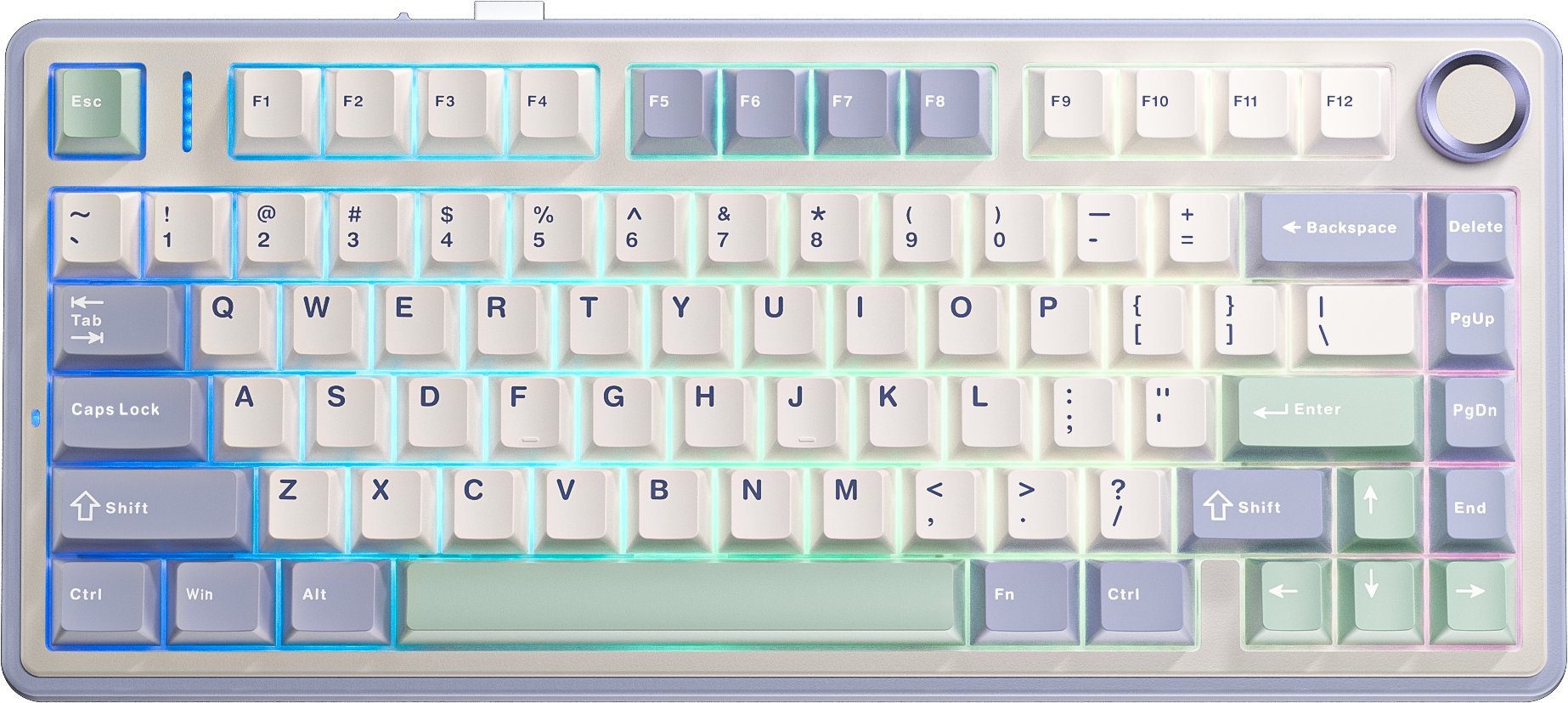 Механичка безжична тастатура AULA F75, 75%, RGB, hot swappable, црна