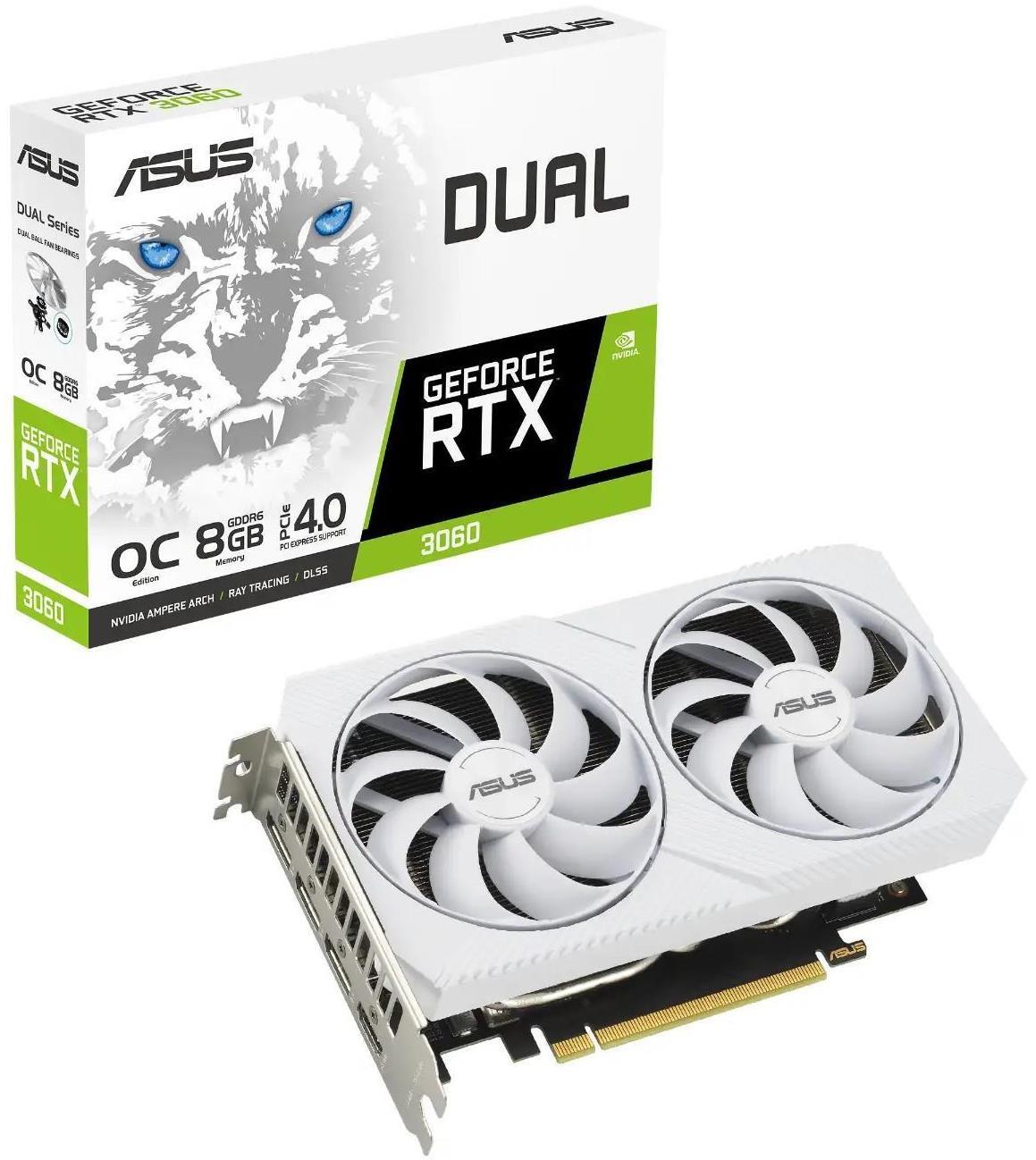 Kartë grafike ASUS Dual RTX 3060, 8GB GDDR6, e bardhë
