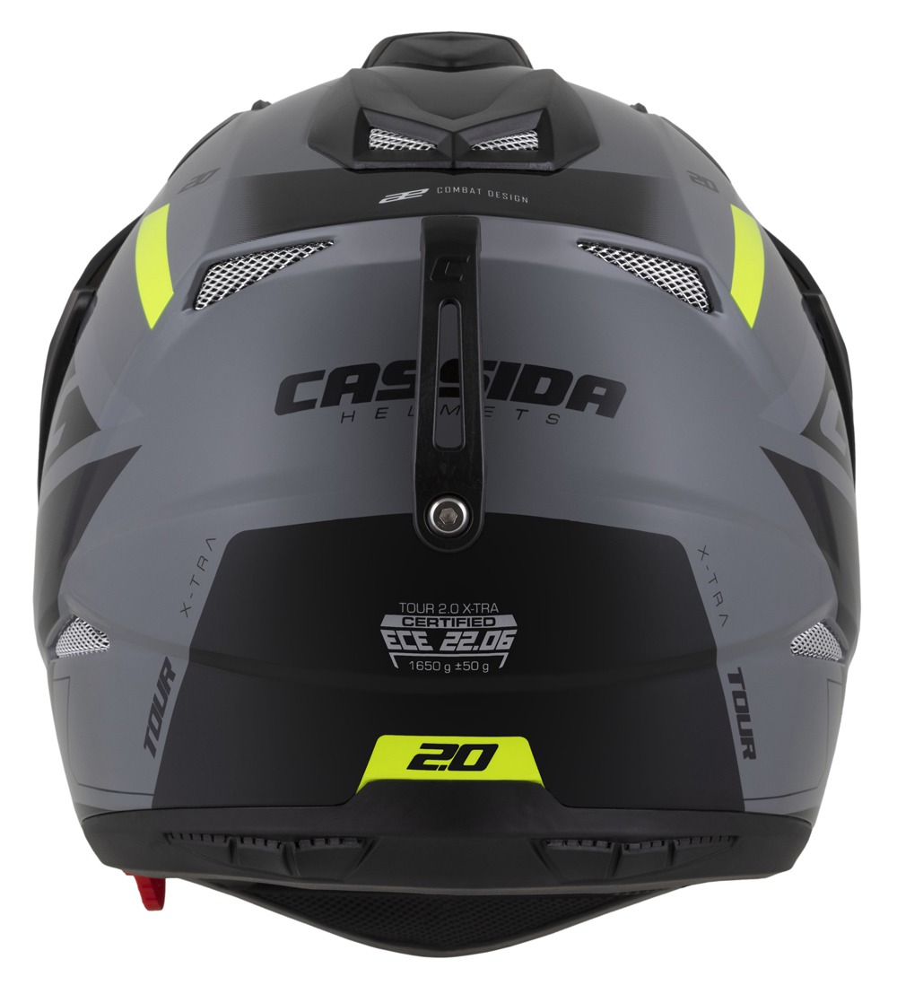 Мото шлем Cassida Tour 2.0 X-tra, поликарбонат, сончев визир, сив флуоресцентно жолт црн мат