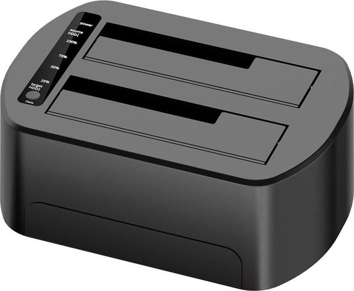 Docking stacion për disqe CoreParts MS-CLONER-SATA2.5-3.5, USB 5Gbps, klonim offline, i zi