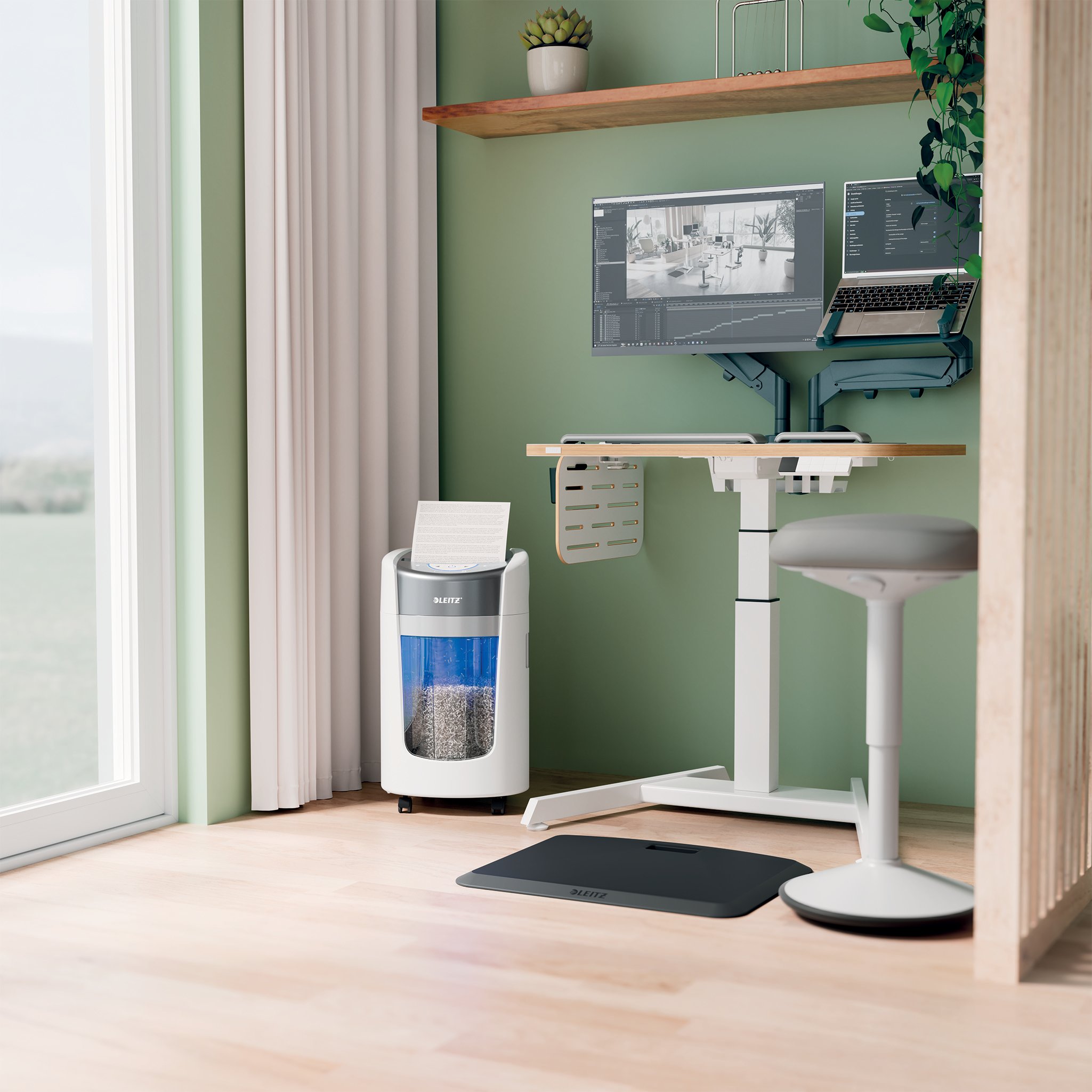 Leitz IQ Optimax Home Office P-5 сечкач за хартија, сив/бел