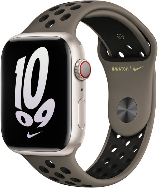 Apple Watch 45mm Nike Band, Olive Grey/Black Nike Sport Band