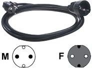 Zgjatës elektrik Bachmann Power Extension SCHUKO, 3m, i zi