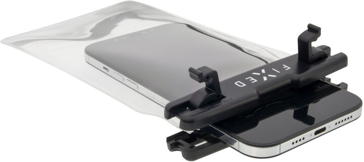 Këllëf i papërshkueshëm nga uji FIXED Float për celular, universal, IPX8, i zi