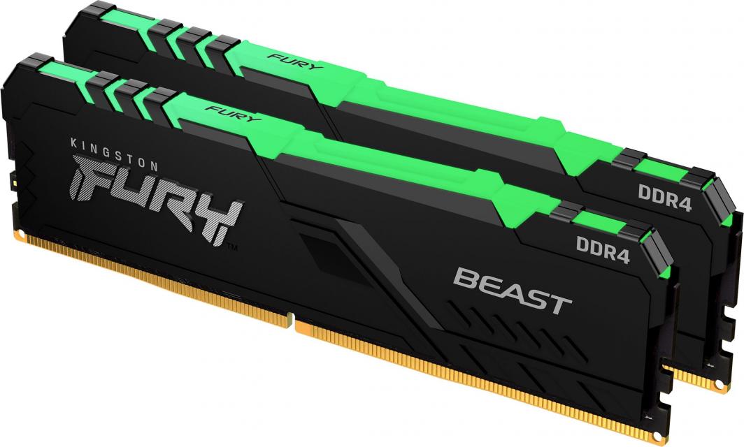 Memorie Kingston Fury Beast RGB, DDR4, 64 GB, 3000 MHz, CL16, KF430C16BBAK2/64