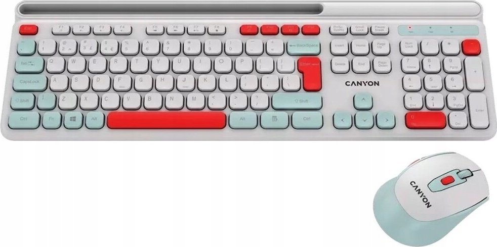 Сет тастатура и глушец CANYON HSET-W5, безжичен 2.4 GHz, 105 тастери, бел