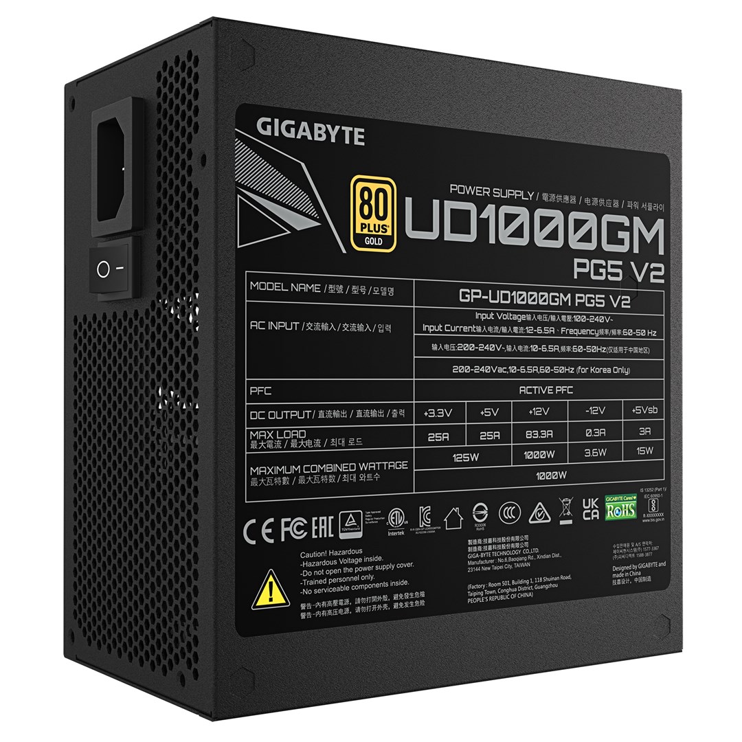 Furnizues energjie GIGABYTE UD1000GM PG5 V2, 1000W, 80 Plus Gold, i zi