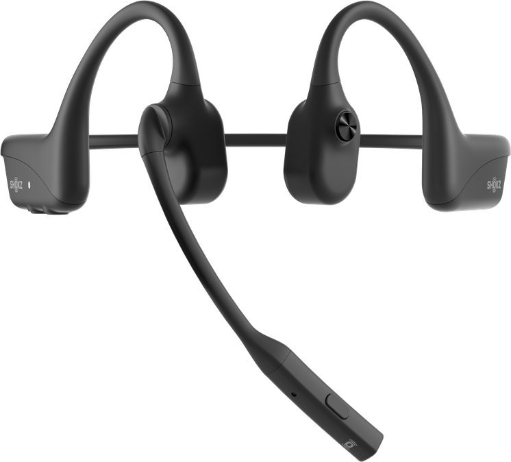 Kufje wireless Shokz OpenComm2 2025, Bluetooth, me mikrofon anulim zhurme, të zeza