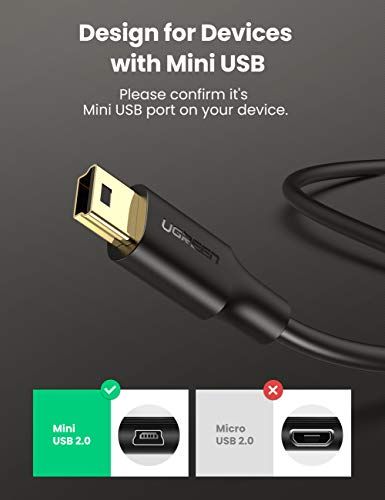 Kabllo USB Ugreen 10386, USB A në mini USB, 3 m, e zezë