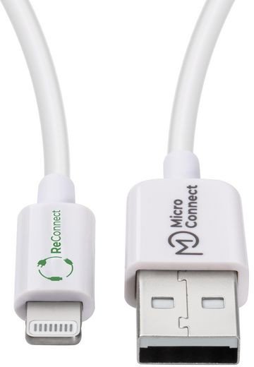 Kabllo Lightning Microconnect ECO LIGHTNING1, 1m, USB A 2.0, e bardhë
