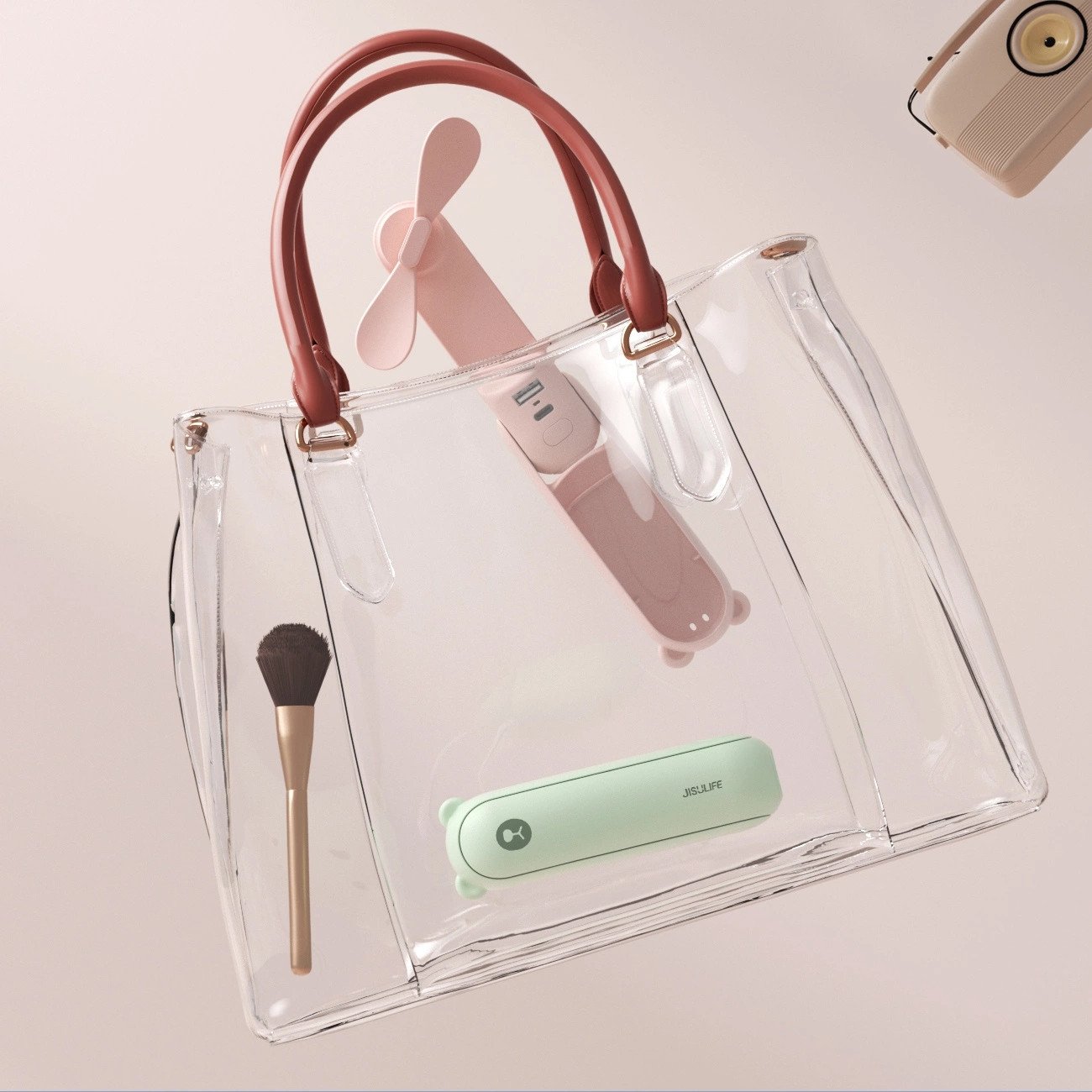 Ventilator portativ Jisulife Vita 8, 3 në 1, deri 21 orë punë, jeshil