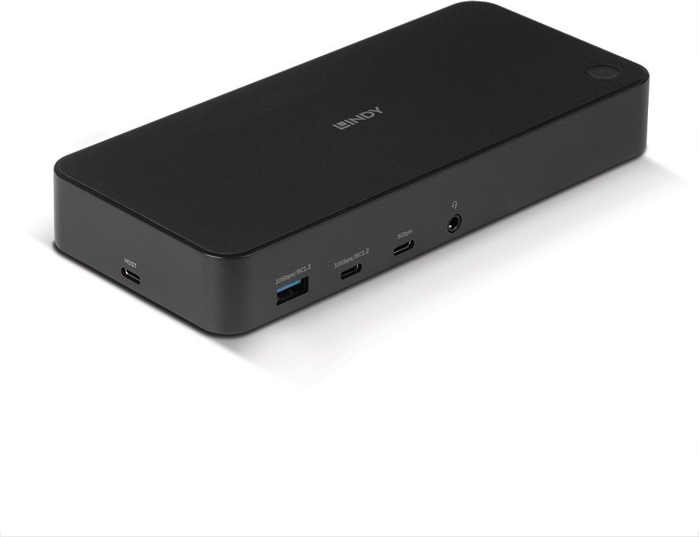 Doket USB C Lindy DST Pro 43366, USB 3.2 Gen 2, stacion lidhjeje kompakt, i zi