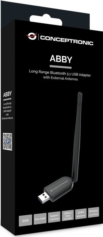 Блутут адаптер Концептроник ABBY, УСБ, Блутут 5.1, надворешна антена
