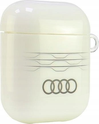 Mbulesë për AirPods Audi IML Geometric Pattern, mbrojtëse, e bardhë