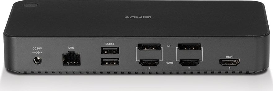 Doket USB C Lindy DST Pro 43366, USB 3.2 Gen 2, stacion lidhjeje kompakt, i zi