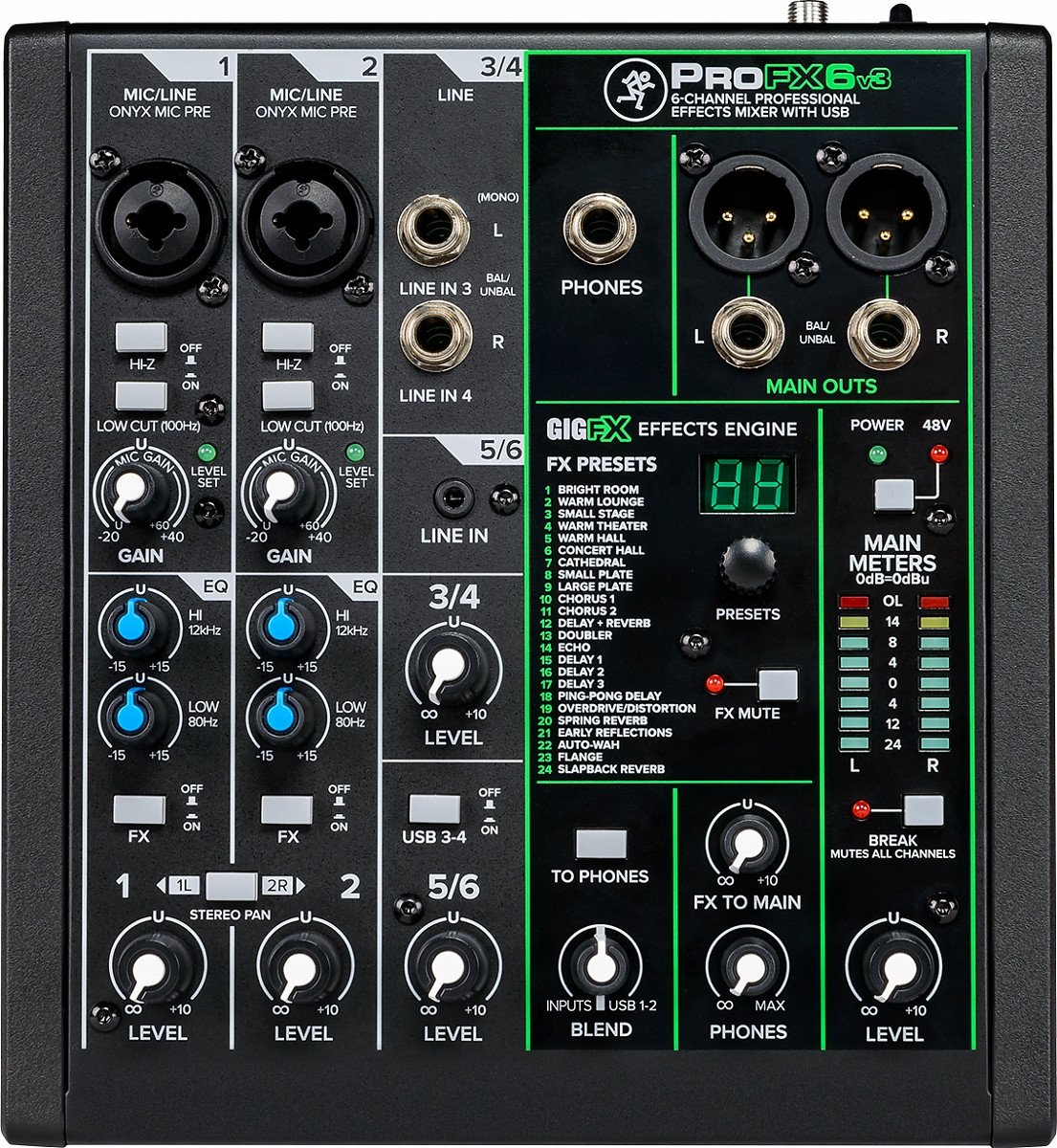 Mikser audio Mackie ProFX6v3, 6 kanale, USB, i zi