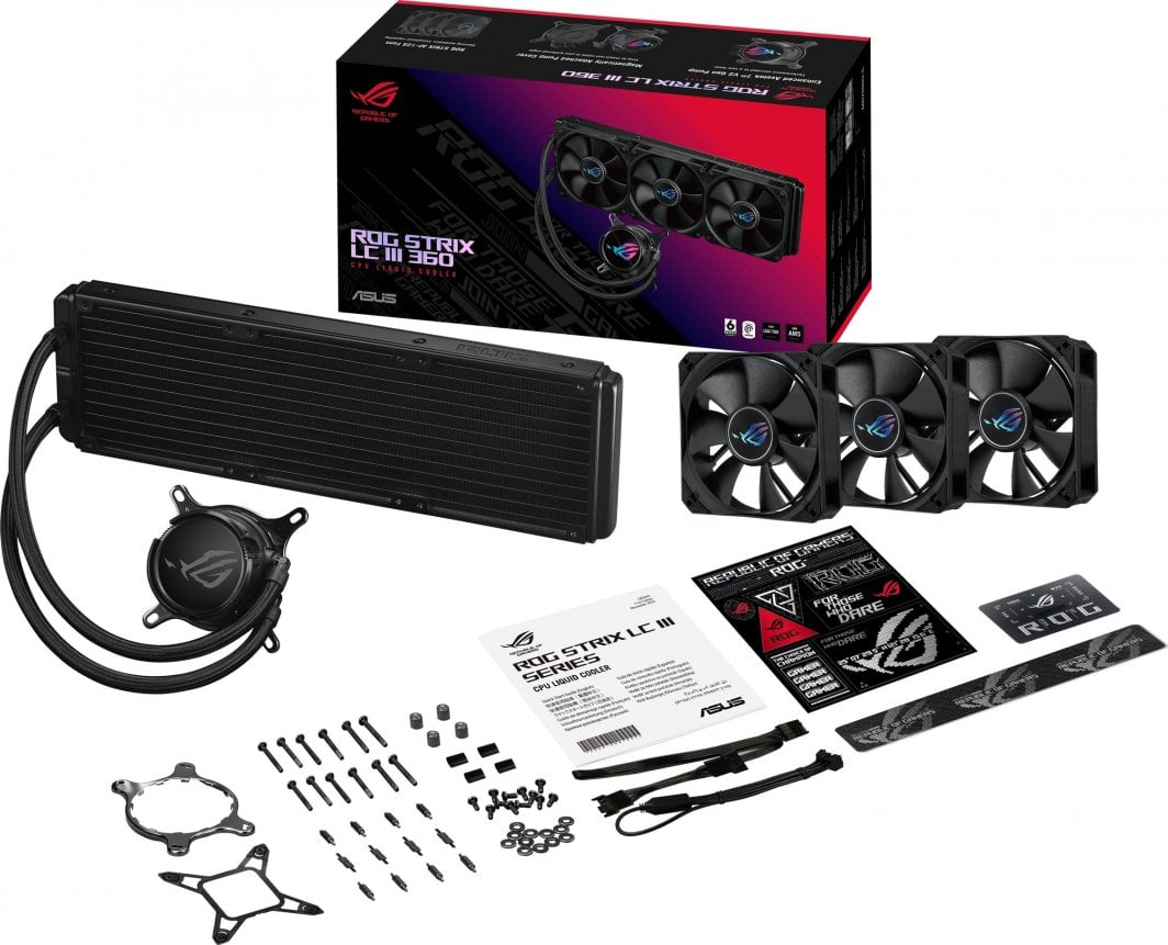 Ftohës me ujë Asus ROG Strix LC III 360 (90RC00T0-M0UAY0), 2200rpm, 36dBa, 70CFM, 360mm, i zi
