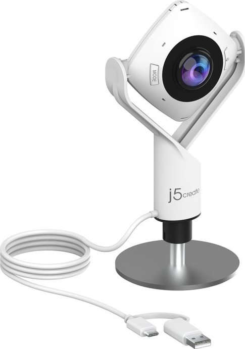 Webcam J5create JVCU360, 1080p, pamje 360°, bardh e zi