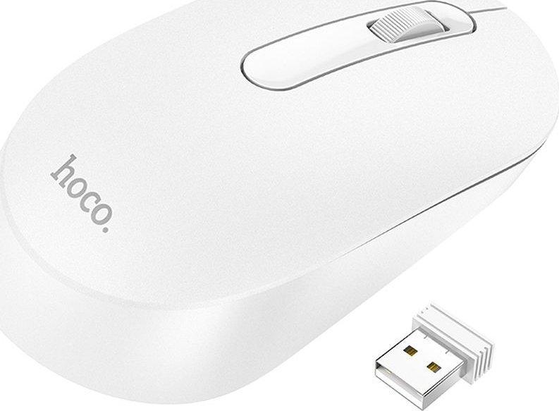 Maus wireless Hoco GM14, me marrës 2.4G, i bardhë