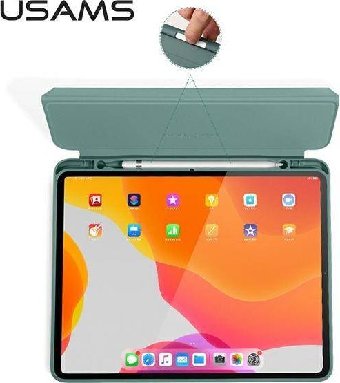 Këllëf tabletë Uniq USAMS Winto Case iPad Air 10.9" 2020, Smart Cover, mbajtës Apple Pencil, jeshile e errët