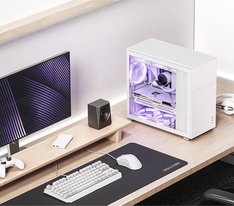 Kутие за компјутер Jonsbo D41, Micro ATX, страничен панел од калено стакло, бела