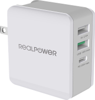 Karikues Realpower DeskCharge-65, 2x USB-A, 1X USB-C, i bardhë